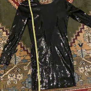 Mini black dress sequin 70s sparkly